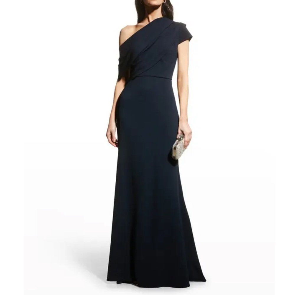 NWT BADGLEY MISCHKA ONE-SHOULDER GOWN W/ ASYMMETRICAL DRAPE